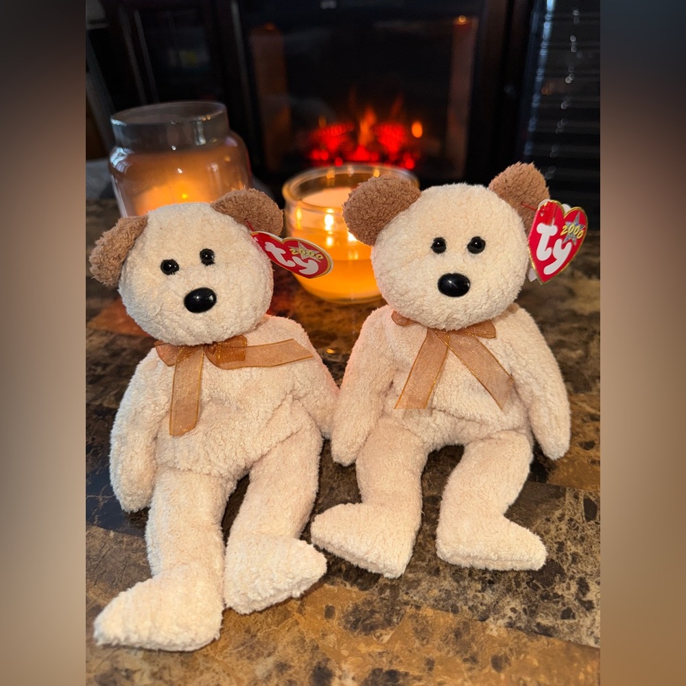 🧸 Ty Beanie Baby Huggy Bear Pair 2000 Twin Plush Collectibles